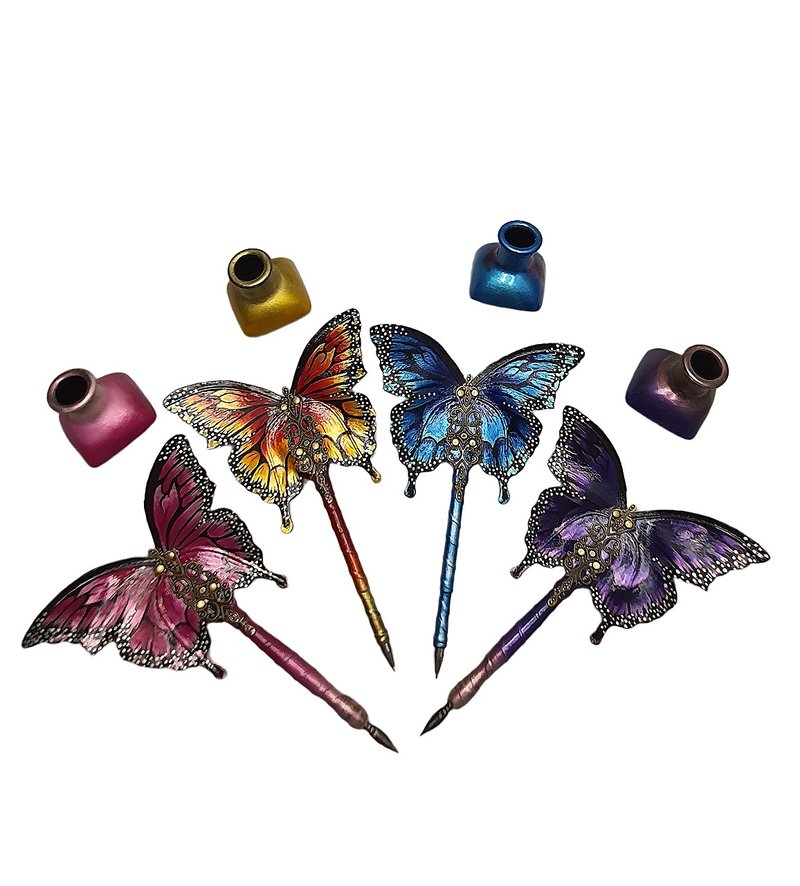 ballpoint pen,wedding pen,dip pen,gift,butterfly,leather pen,gel pen,calligraphy - 原子筆/中性筆 - 真皮 多色