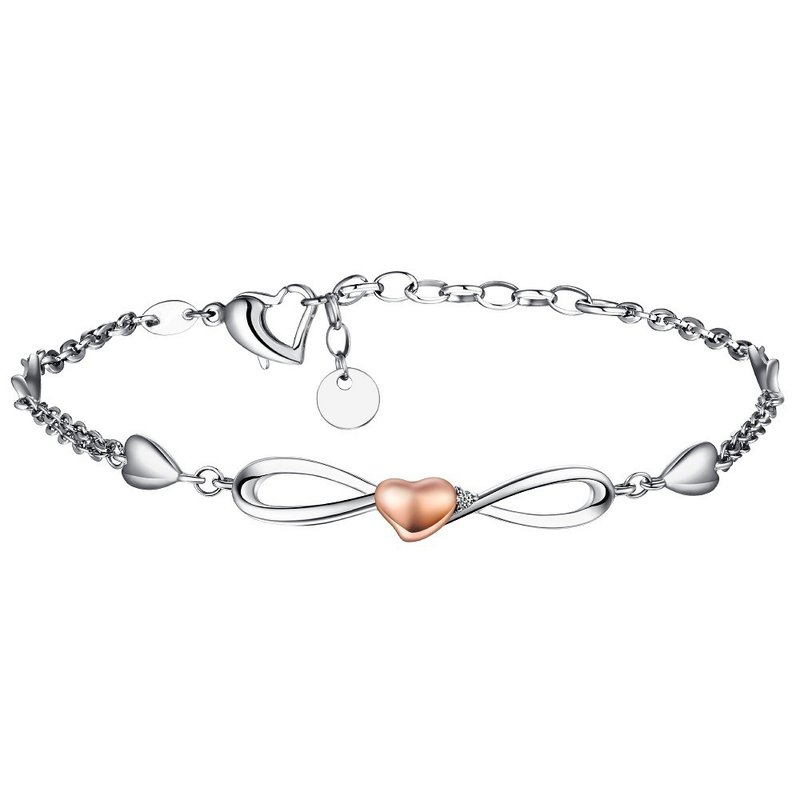 女手鍊  對手鍊  14K金鑽石白鋼 愛 Fashion - 手鍊/手環 - 鑽石 銀色