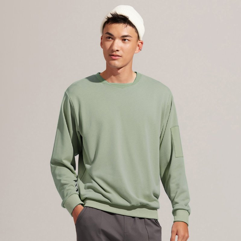 REBOOT Kinetic - Ribbed Paneled Crewneck Top - Laurel Green - เสื้อยืดผู้ชาย - เส้นใยสังเคราะห์ สีเขียว