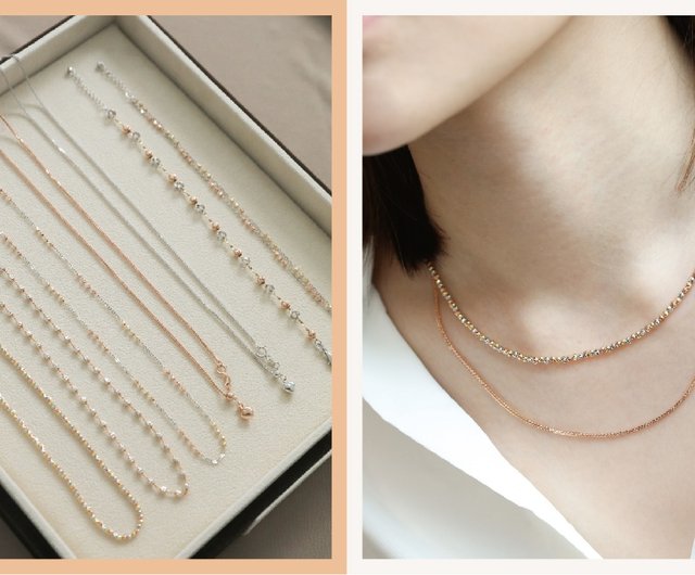 純イタリア製14Kビーズネックレス - ショップ jljewelry ネックレス - Pinkoi