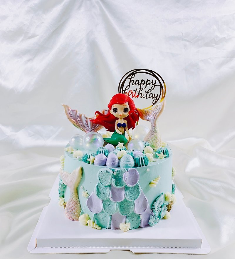 美人魚 迪士尼 生日蛋糕 客製 卡通 周歲寶寶 女友款 6 8吋 面交 - 蛋糕/甜點 - 新鮮食材 多色