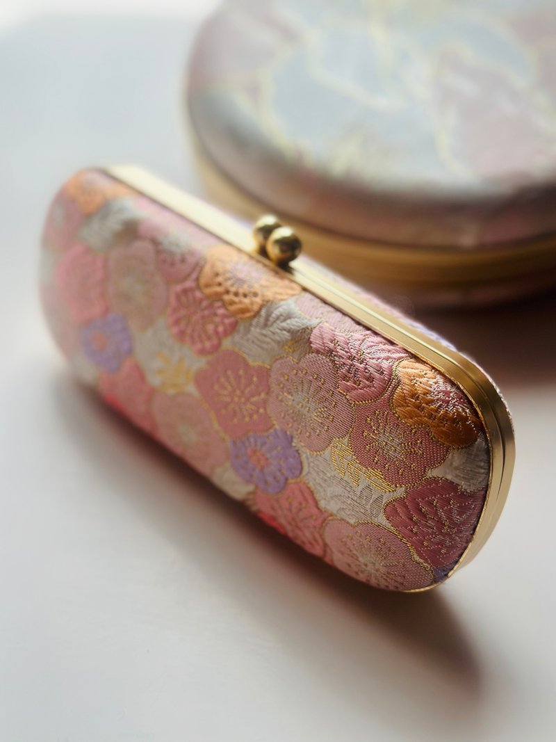 Peacock Glasses Case/ Pencil Case/ Jewellery Case - กล่องดินสอ/ถุงดินสอ - ผ้าฝ้าย/ผ้าลินิน สึชมพู