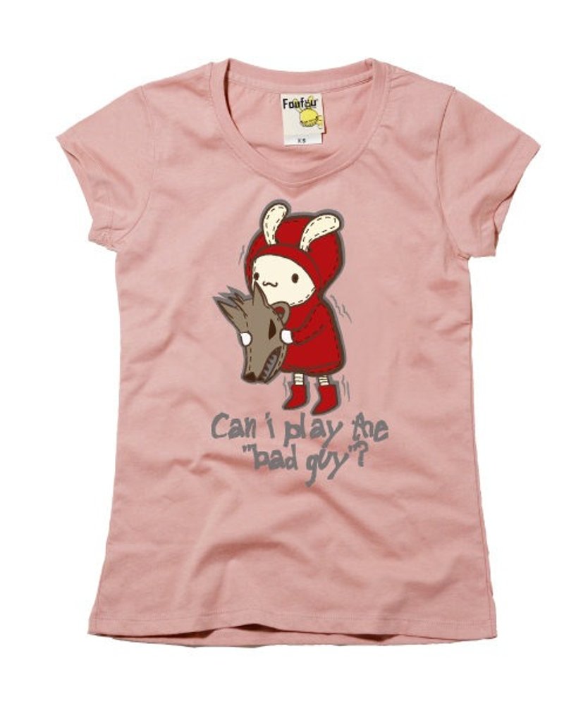 《Foufou》夏季短T - 小紅帽 (芋粉) - 女 T 恤 - 棉．麻 粉紅色