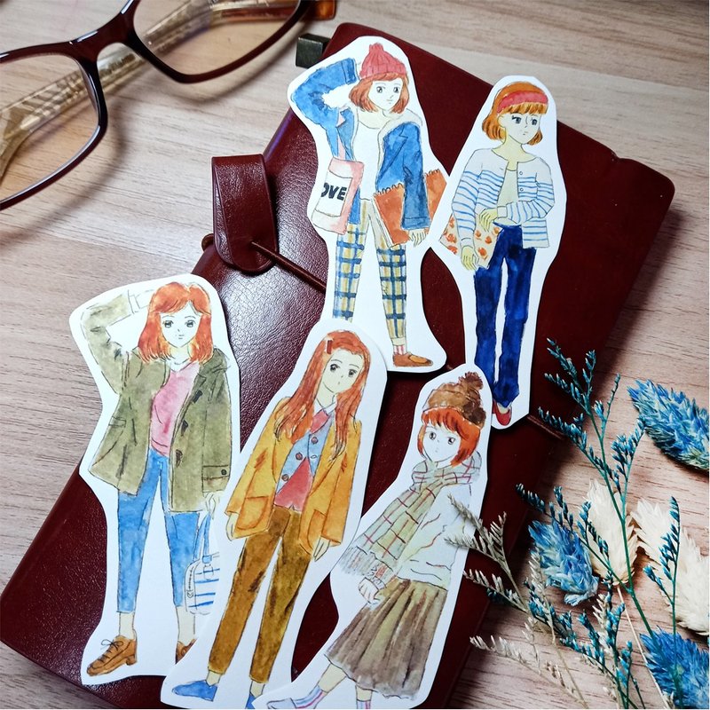 College style girl sticker group/5pcs - Stickers - Paper 