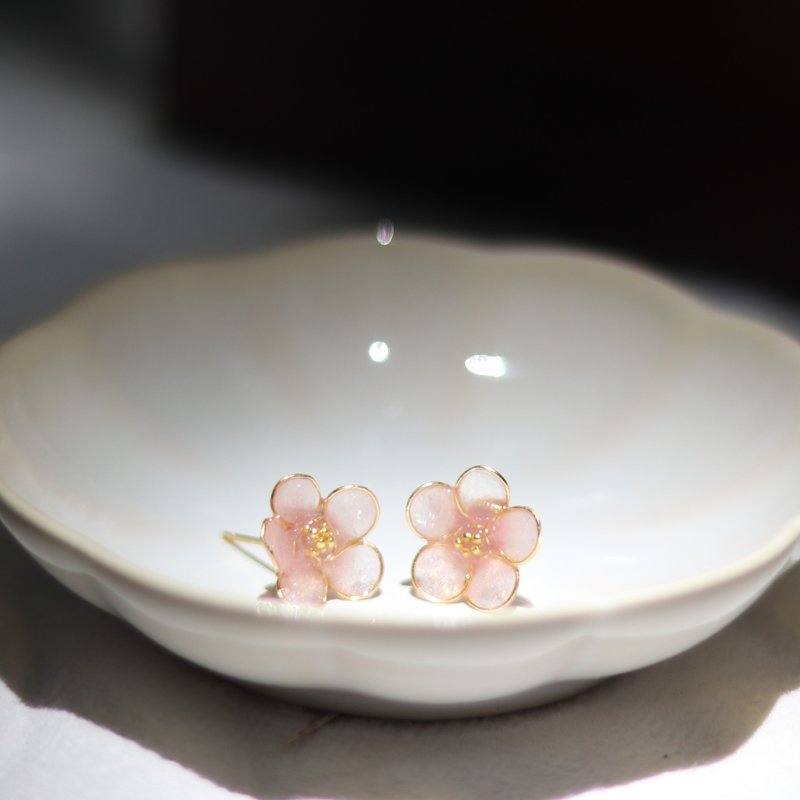 Plum Blossom | Handcrafted Crystal Flower Earrings | 925 Sterling Silver Posts | - Earrings & Clip-ons - Silver Pink