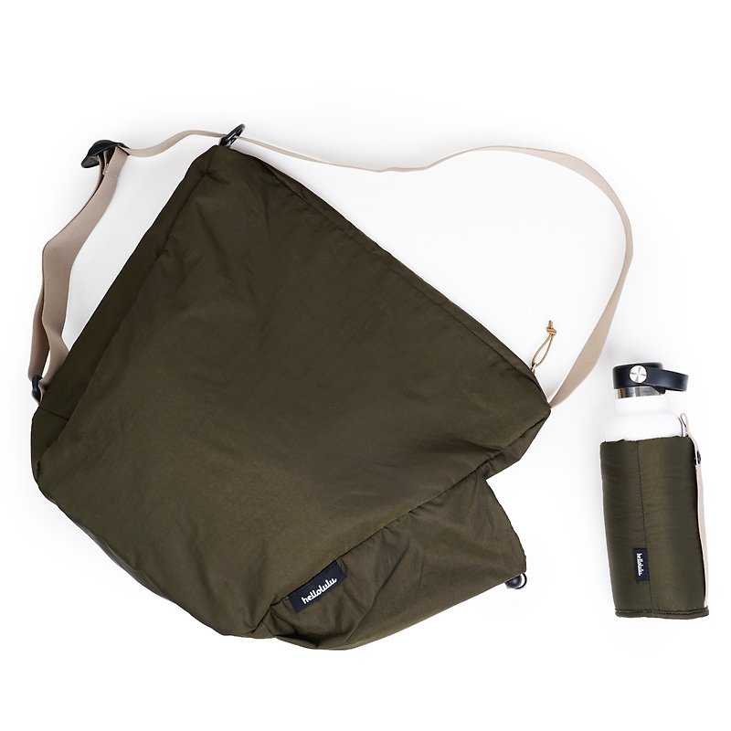 Sustainable RE Series | REESE Daily Duo Shoulder Crossbody Bag (L Size,Chive) - Messenger Bags & Sling Bags - Polyester Green