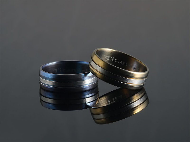 Titanvek鈦合金戒指 雙色銀河7mm - 戒指 - 其他金屬 多色