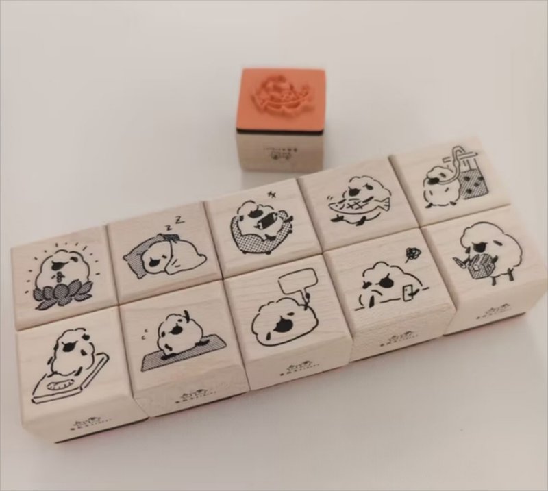 精選復刻宅宅羊 手帳印章  單枚 / 全套10枚 白楓木 - 印章/印台 - 木頭 