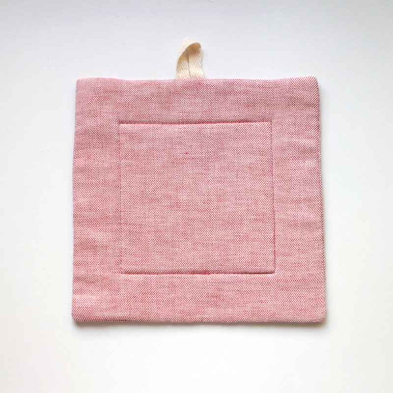 Square Pot Holder Insulating Mat/Bonus - ที่รองแก้ว - ผ้าฝ้าย/ผ้าลินิน สึชมพู