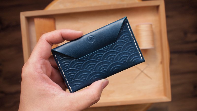 Fujisan Qinghai wave leather card holder - ที่เก็บนามบัตร - หนังแท้ หลากหลายสี