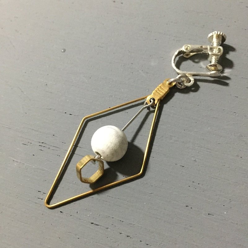 Marble Concrete x Brass x Sterling silver : Dangle and Drop Earring (ONE UNIT ) - Earrings & Clip-ons - Cement Gold