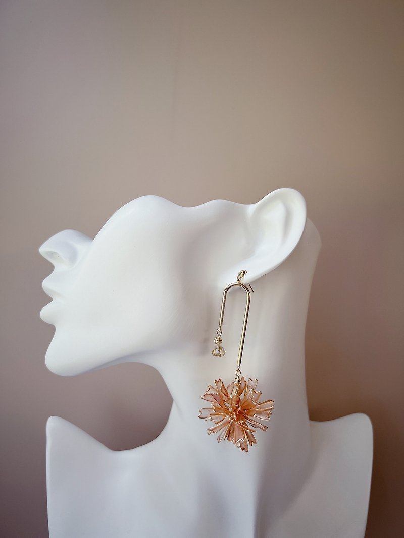 Indestructible Diamond Rose Gold Bouquet Ball Drop Earrings in Resin - ต่างหู - เรซิน สึชมพู