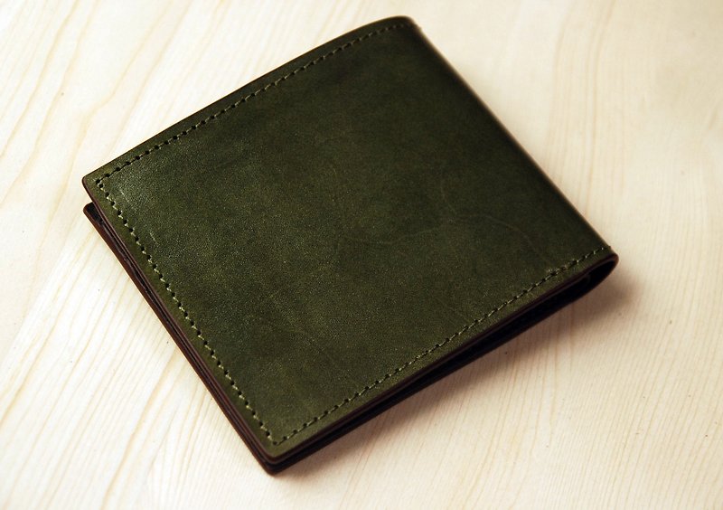 【11月開放預購】【聖誕節禮物】墨綠色真皮短夾 - 長短皮夾/錢包 - 真皮 