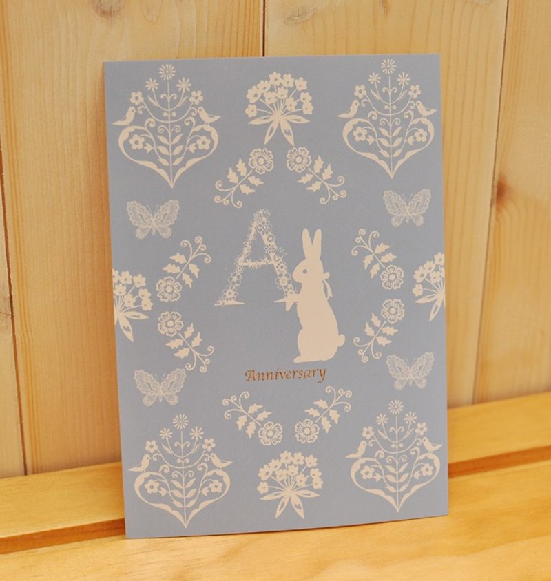 [Kato Shinji] Romantic rabbit pattern Anniversary postcard/universal card★ - Cards & Postcards - Paper Blue