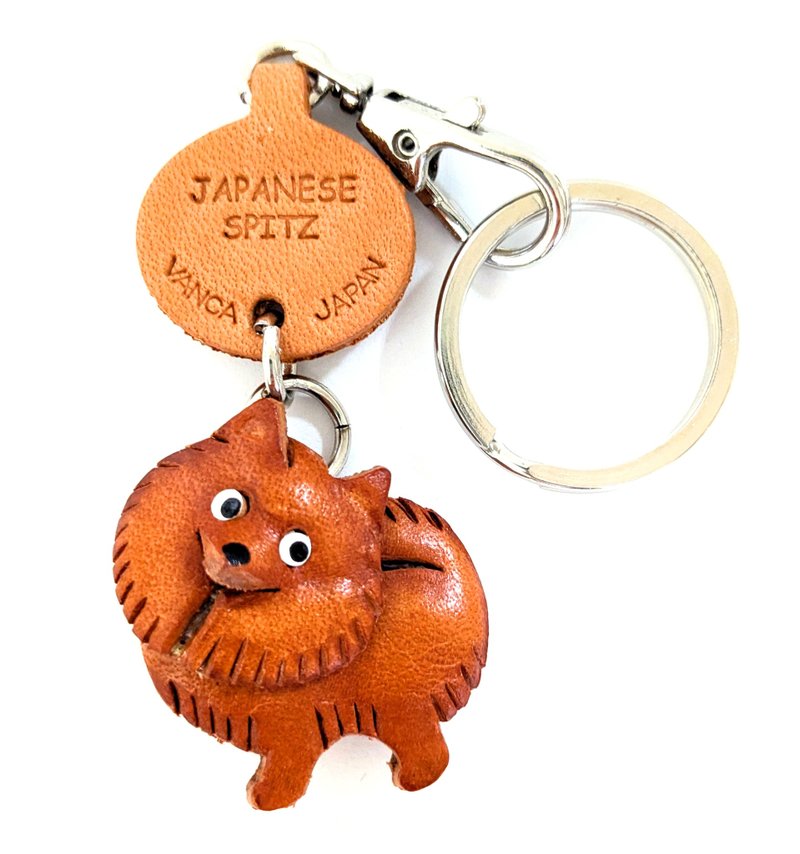スピッツ　日本スピッツ　本革キーホルダー　リードチャーム 　手作り　VANCA - 鑰匙圈/鑰匙包 - 真皮 