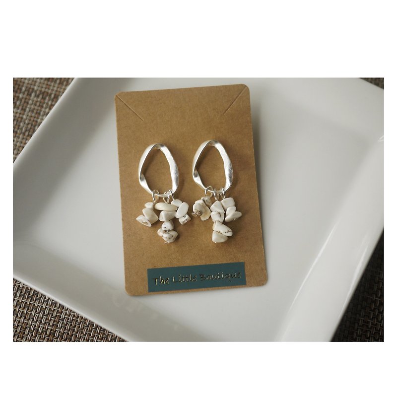 Rockfall series earrings - ancient civilization | natural stone | wear earrings | Silver needle | pierced - ต่างหู - วัสดุอื่นๆ ขาว