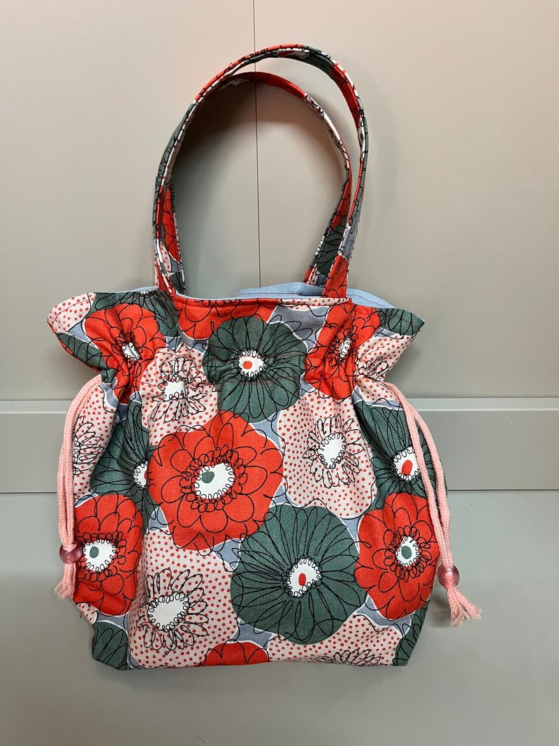 花瓣束繩袋 - 束口袋/束口背包/水桶包 - 棉．麻 橘色