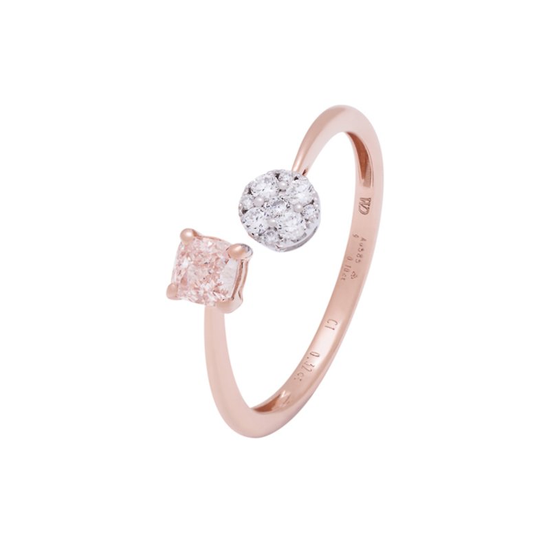 GIA枕型粉棕戒指 - 戒指 - 鑽石 粉紅色