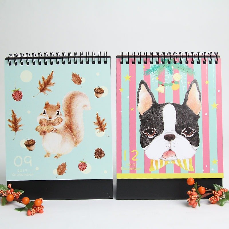 icure painted Wind Limited 2017 desk calendar - a large collection of dog and cat calendar desk calendar - ปฏิทิน - กระดาษ 