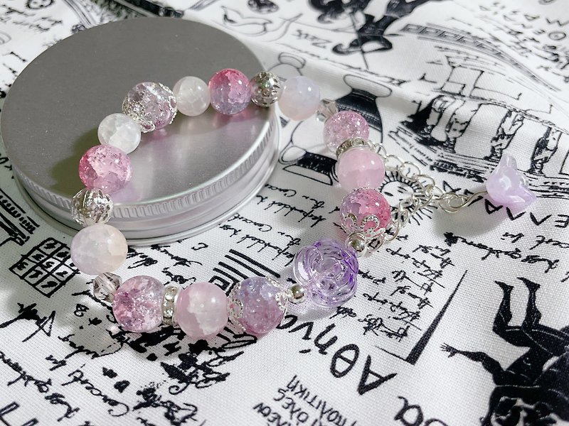 Glazed Beads Jewelry Handmade Goods Bracelet Bracelet Neon Clothes Feather Coat - Bracelets - Glass Pink