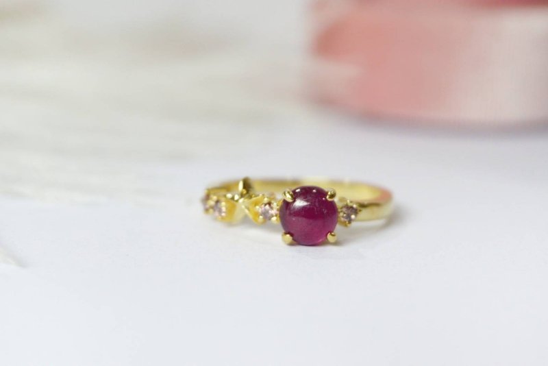 Natural Ruby and Brown Zircon Silver925 Ring, Star Ring - 戒指 - 純銀 紅色