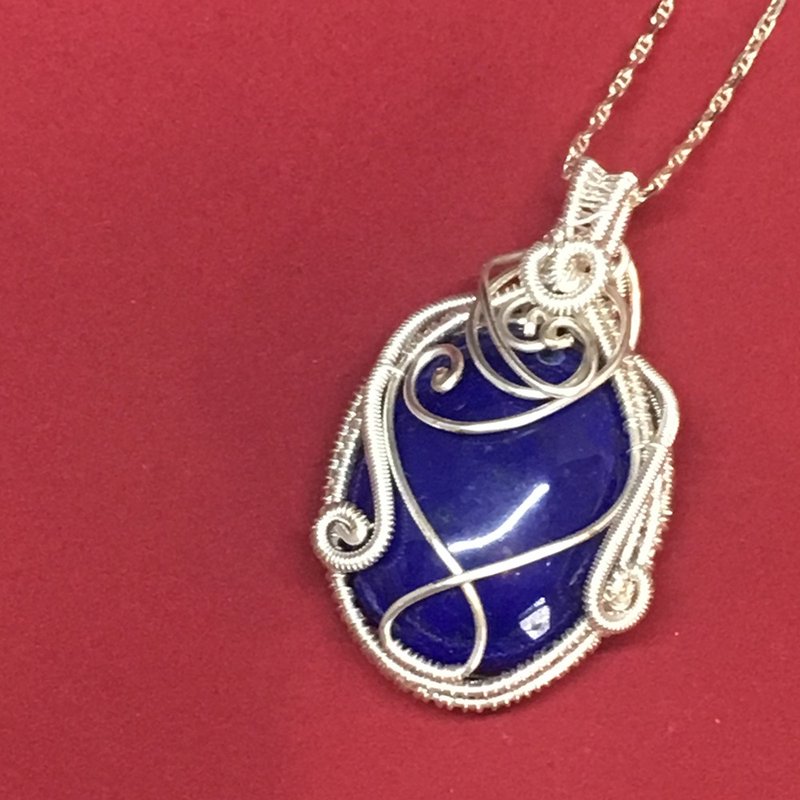 Stone comes to run O style (Lapis Lazuli) ~ A poem handmade by a blue metallurgist, a handmade item dedicated to a smart mommy - สร้อยคอ - เงิน 