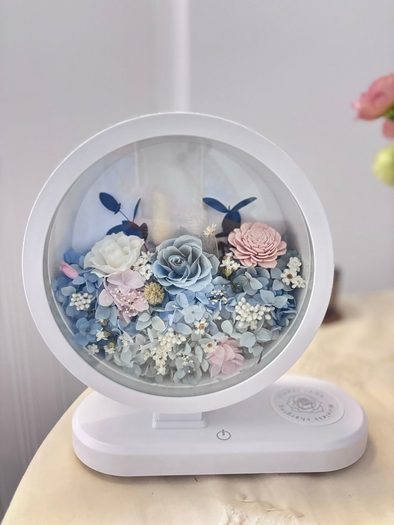 Pink Blue Sweetheart Garden Bluetooth Speaker/Table Lamp/Wireless Charging Two-in-One/Three-in-One Function Selection - Dried Flowers & Bouquets - Plants & Flowers Blue