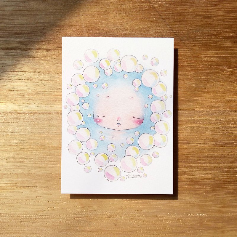 {139}the weight of annoyance - Bubble，illustration postcard - Cards & Postcards - Paper Blue