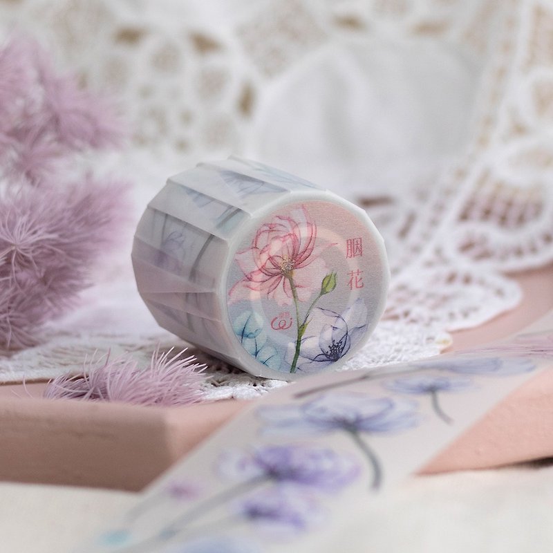 透明の花 ー バラと海棠 ー 5cm マットPETテープ - マスキングテープ - プラスチック ピンク