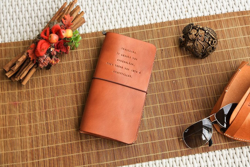 【Off-season sale】Personalised Traveller Notebook, Minimalist Leather Cover - สมุดบันทึก/สมุดปฏิทิน - หนังแท้ 