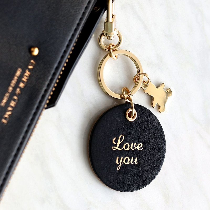 iconic personalized letters key ring strap-LVU-black, ICO88264 - Keychains - Genuine Leather Black