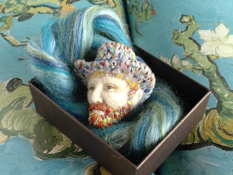 Van Gogh brooch　・Van Gogh・ Needle felt - Brooches - Wool Multicolor