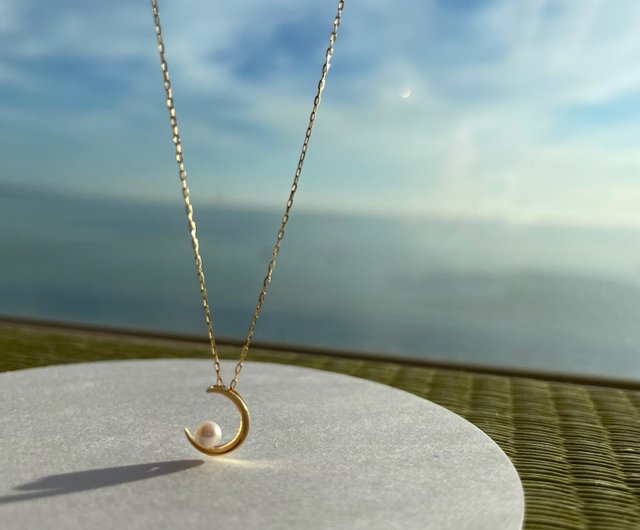 18金三日月 真珠ネックレスゴールド