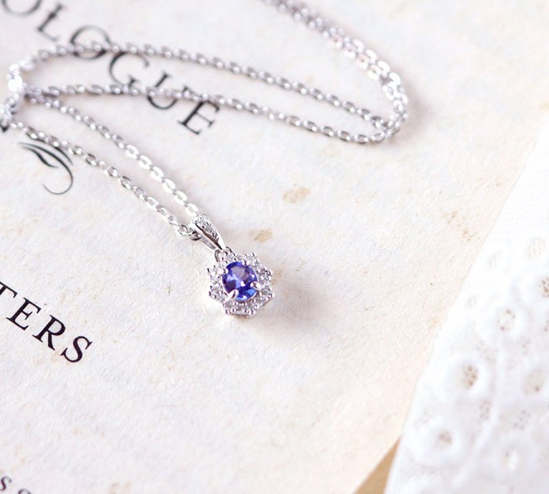 Top-quality Stone-Sterling Silver Necklace-Clavicle Chain-December Birthstone - สร้อยคอ - เครื่องประดับพลอย สีน้ำเงิน