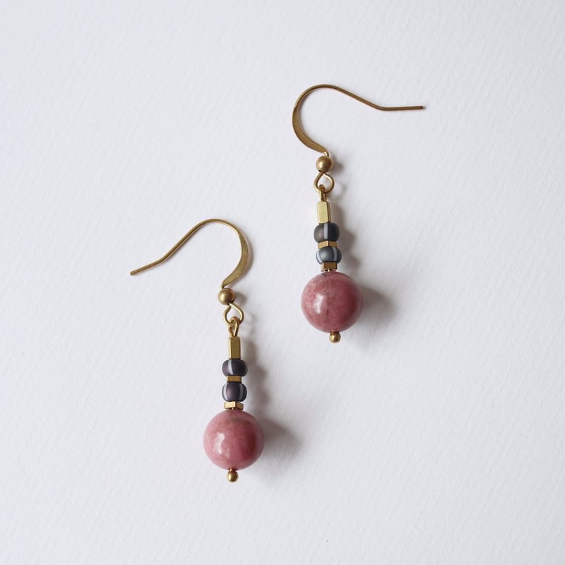 Project Stone AM - Mahogany Stone / Bronze Natural Stone Earrings / Stud Clip-On - Earrings & Clip-ons - Copper & Brass Red