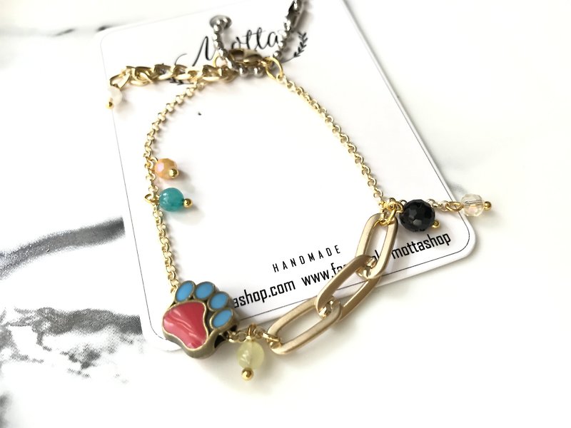Thailand Motta design - love for the little dog watercolor style metal bracelet elegant bracelet - Bracelets - Other Metals Yellow
