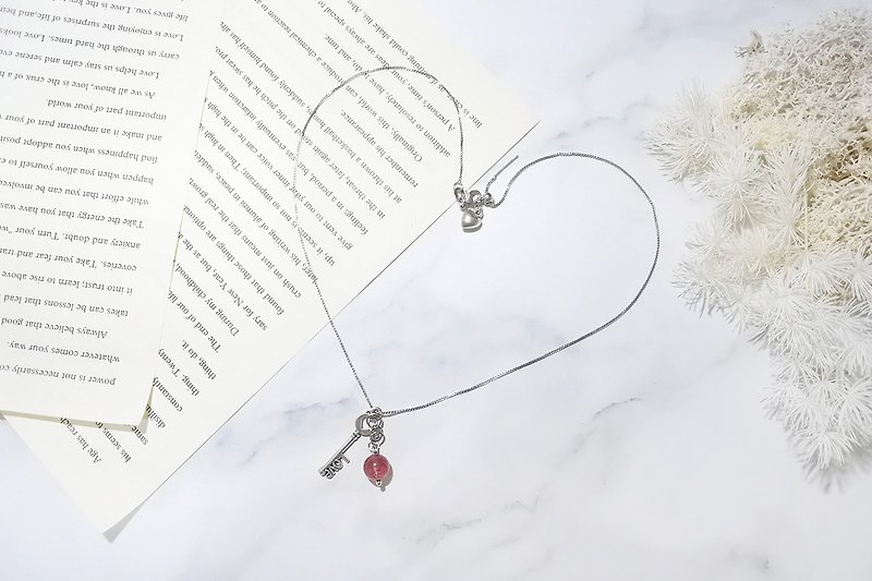Open up sweet love – natural crystal necklace - สร้อยคอ - คริสตัล สึชมพู