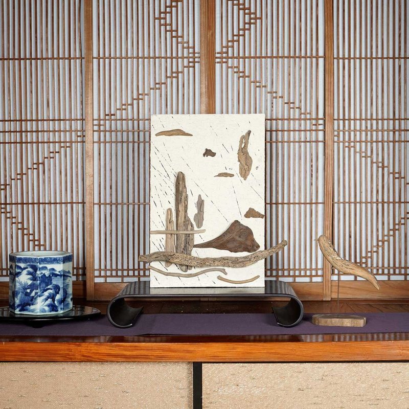 流木で描く山水画　流木アートで 大自然の風景をあなたのお部屋に　壁面装飾画、日本の山水画　中国の山水画　４ - ウォールデコ・壁紙 - 木製 ブラウン