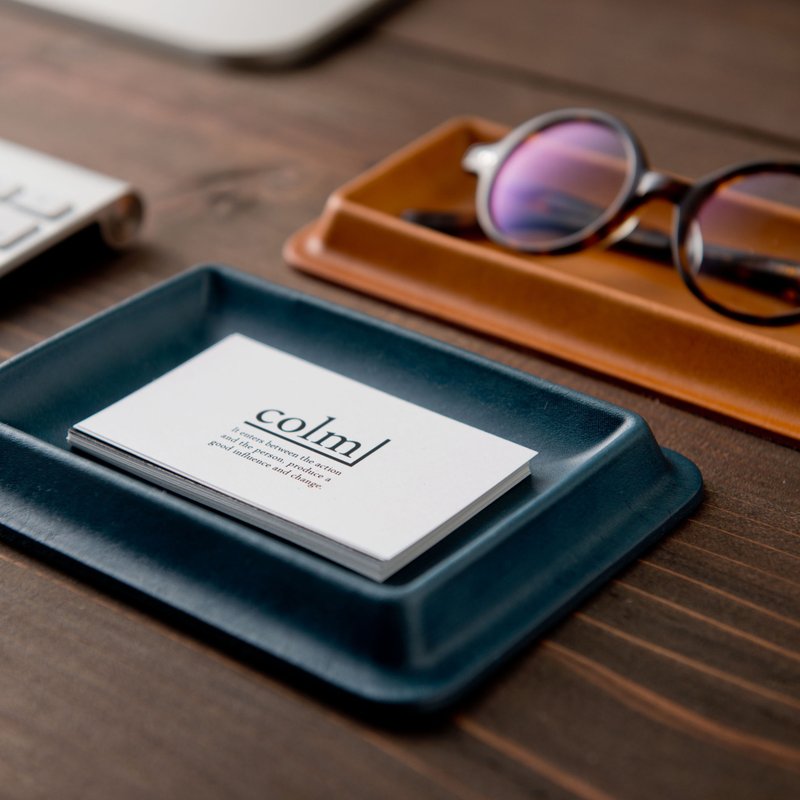 colm Leather Tray S Blue - กล่องเก็บของ - หนังแท้ 