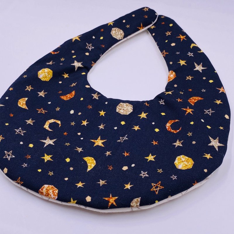 Starry sky in the dark night bib double gauze saliva towel full moon ceremony - Bibs - Cotton & Hemp Black