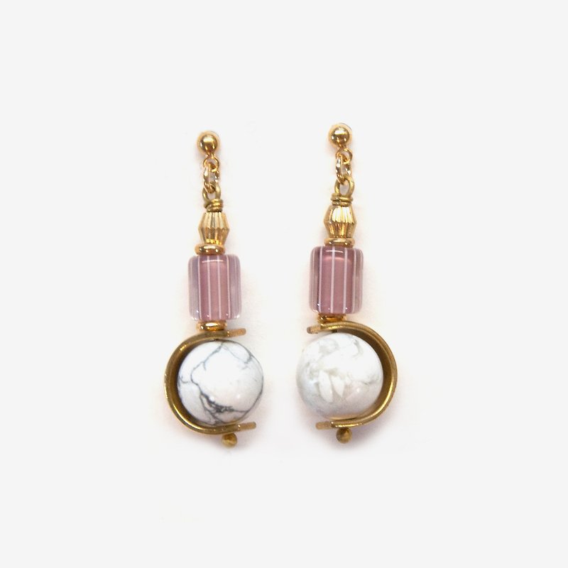 Pale Dogwood Color Planet Earrings, Post Earrings, Clip On Earrings - Earrings & Clip-ons - Gemstone Pink