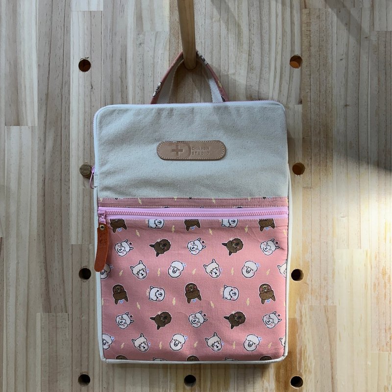 13-14吋筆電收納包  粉萌小綿羊款  甜美簡易包  手提電腦包 - 電腦包/筆電包 - 棉．麻 