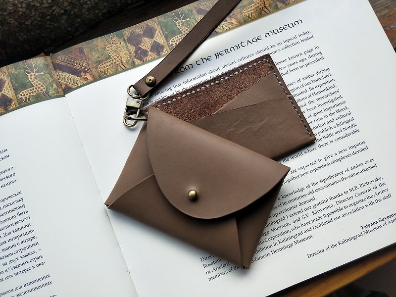 **Experience course**Leather envelope card holder bag/Hand-sewing/Hand-sewing leather bag - Leather Goods - Genuine Leather 