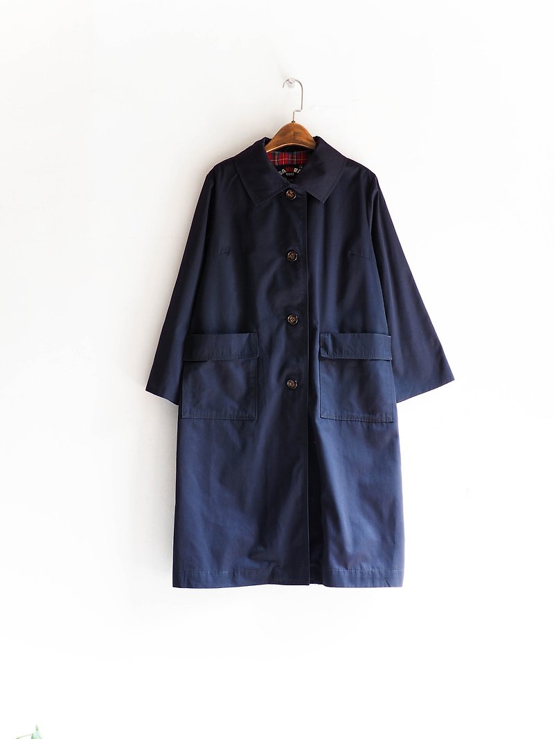 River tide_coat dustcoat jacket coat oversize vintage - เสื้อสูท/เสื้อคลุมยาว - ผ้าฝ้าย/ผ้าลินิน สีน้ำเงิน