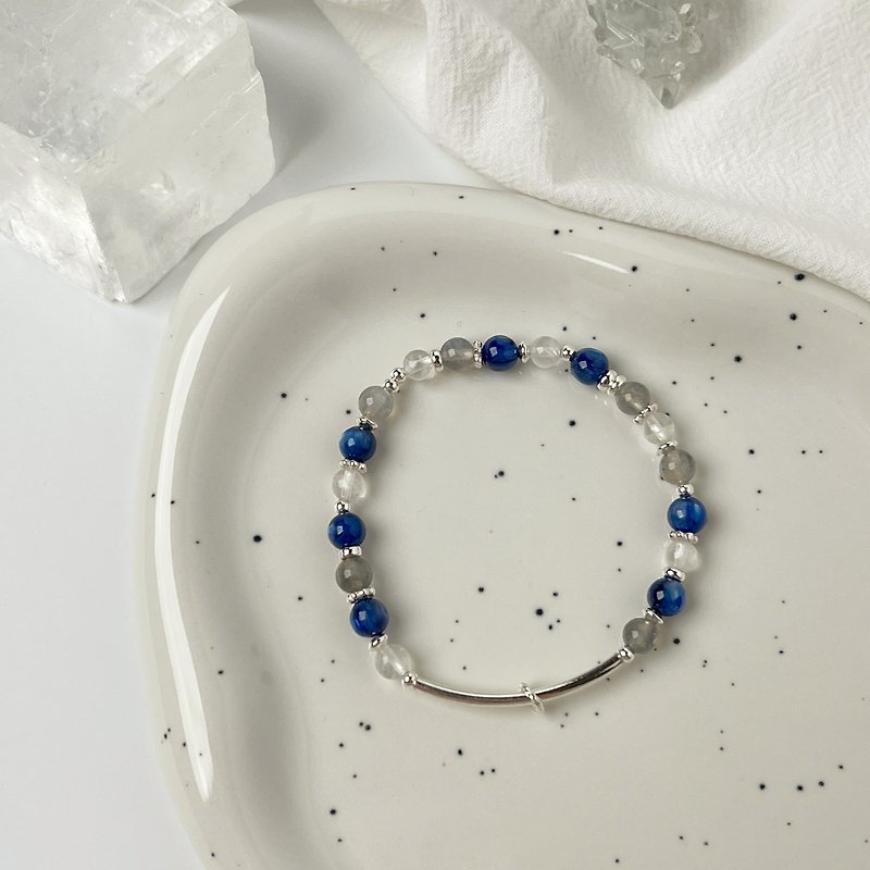 Stone Labradorite Moonstone/ Natural Crystal Bracelet Natural Stone Bracelet Customized Bracelet - Bracelets - Crystal Blue