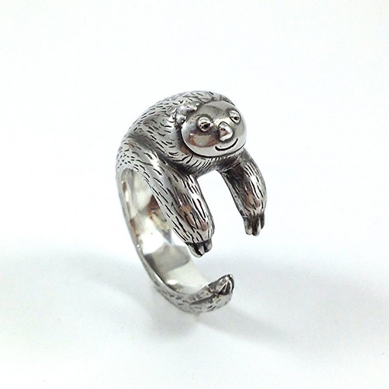 Ohappy動物系列｜樹懶純銀戒指 - 戒指 - 其他金屬 銀色