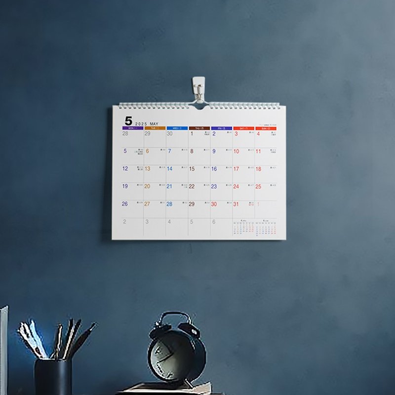 Chuyu 2025 12K hanging monthly calendar/wall calendar/calendar/monthly plan (plain/horizontal style) - ปฏิทิน - กระดาษ หลากหลายสี