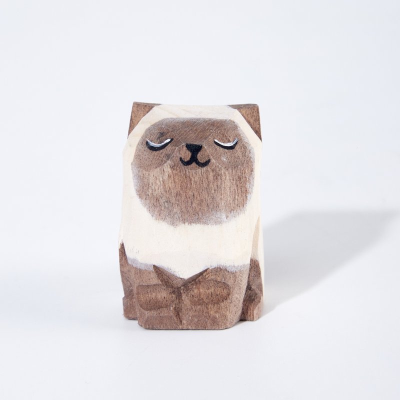 Domi 小貓木雕 - 擺飾/家飾品 - 木頭 咖啡色