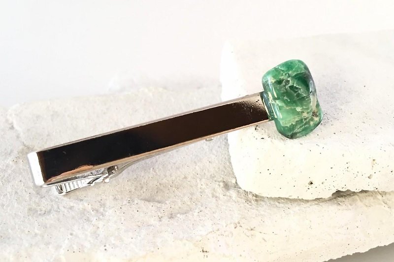 Natural emerald rough ◇ Tie clip ◇ - Other - Other Materials Green