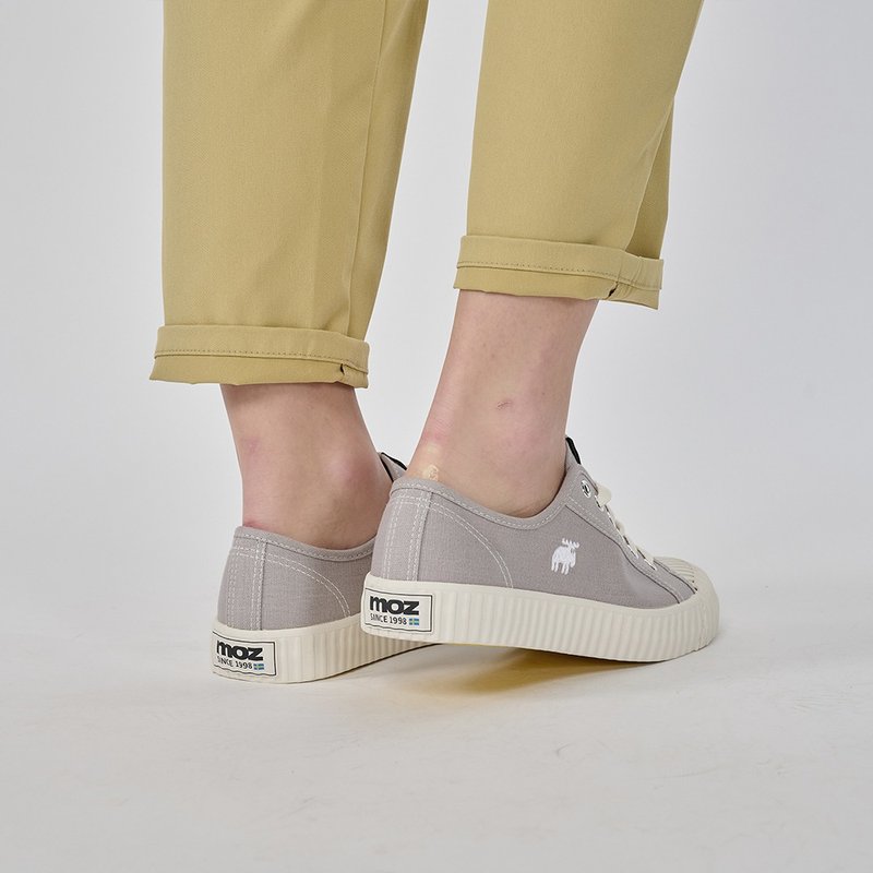 [Men's and women's models] moz Swedish moose strappy canvas biscuit shoes (Cement gray) - รองเท้าลำลองผู้หญิง - ผ้าฝ้าย/ผ้าลินิน สีเทา